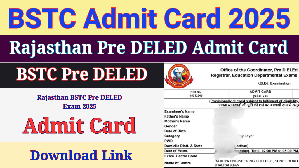 Rajasthan BSTC Pre DELED Admit Card